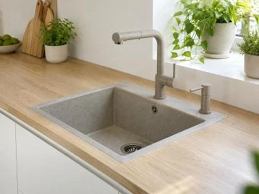 Мойки Granula: Kitchen Space, модели с крылом и аксессуары в цвет