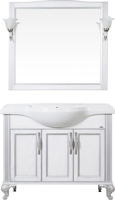 Комплект мебели для ванной ValenHouse Эллина 105 EК105_ПС Белый патина Серебро