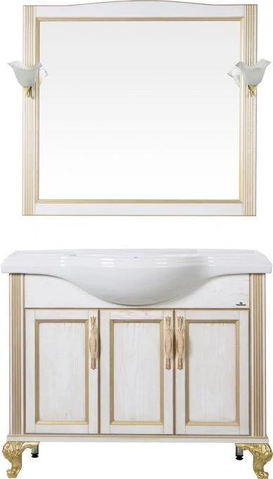 Комплект мебели для ванной ValenHouse Эллина 105 EК105_ПЗ Белый патина Золото