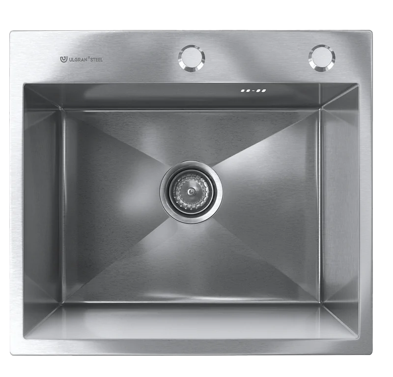 Мойка Ulgran Steel 500×450, брашированная сталь