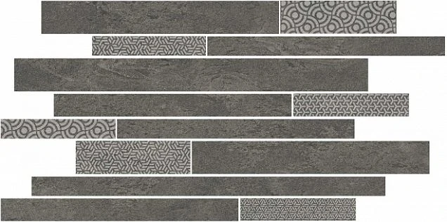 Декор Kerama Marazzi SBM011/SG4585 Ламелла серый темный мозаичный 50.2x25