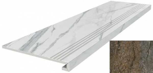 Ступени Kerama Marazzi Сильвер Рут Серая обрезная клееная 9мм 33x119.5 DL502920R/GCF