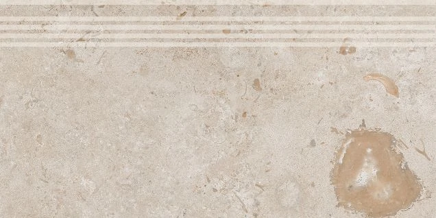 Ступени Kerama Marazzi Про Лаймстоун Бежевый темный с насечками 9мм 60х30 DD205420R/GR