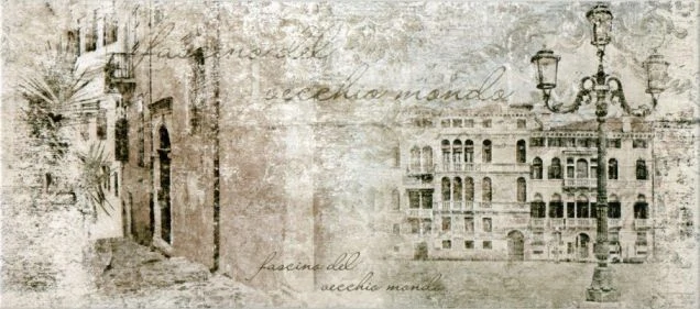Декор PiezaROSA 137672 Граффито Сити Серая 20x45