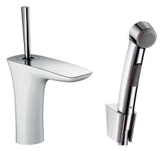 Смеситель для раковины Hansgrohe PuraVida 15275400 с гигиеническим душем белый хром
