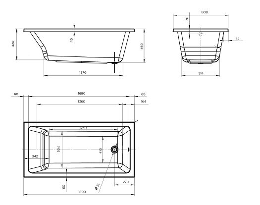 Ванна акриловая Marka One RAGUZA 180x80 01ра1880