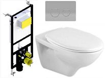 Комплект 4 в 1: Инсталляция BelBagno BB-T421, с подвесным унитазом BelBagno Linea BB9363CH и сиденье