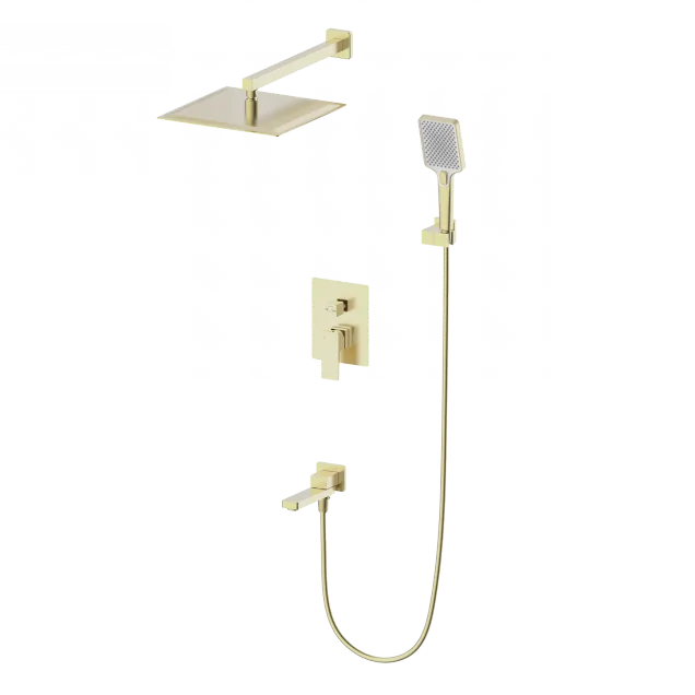 Душевая система встраиваемая WONZON & WOGHAND CUBE 2.0, Брашированное золото (WW-88087068-BG)