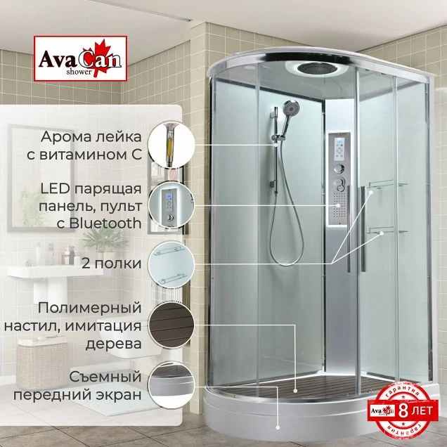 Душевая кабина EM2912RLEDT прозрачная
