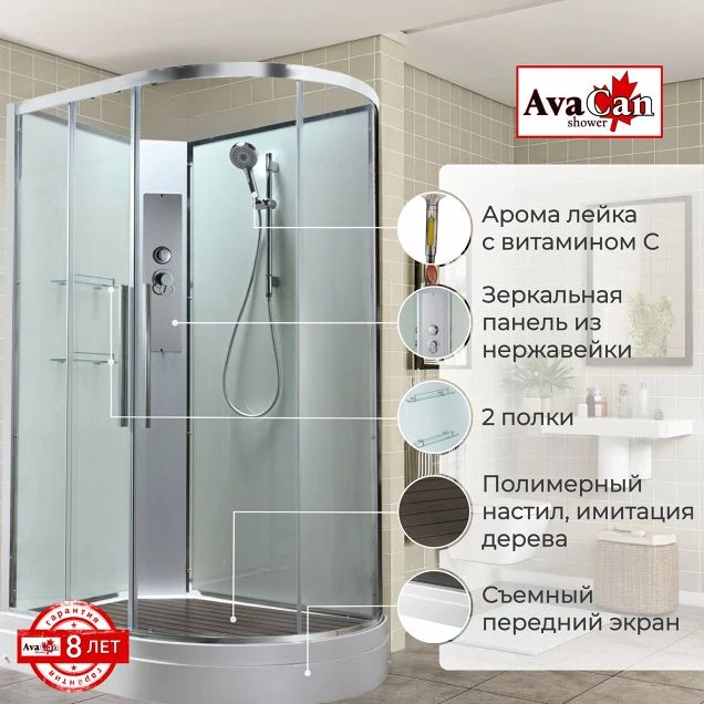 Душевая кабина EM2812LNT без крыши прозрачная