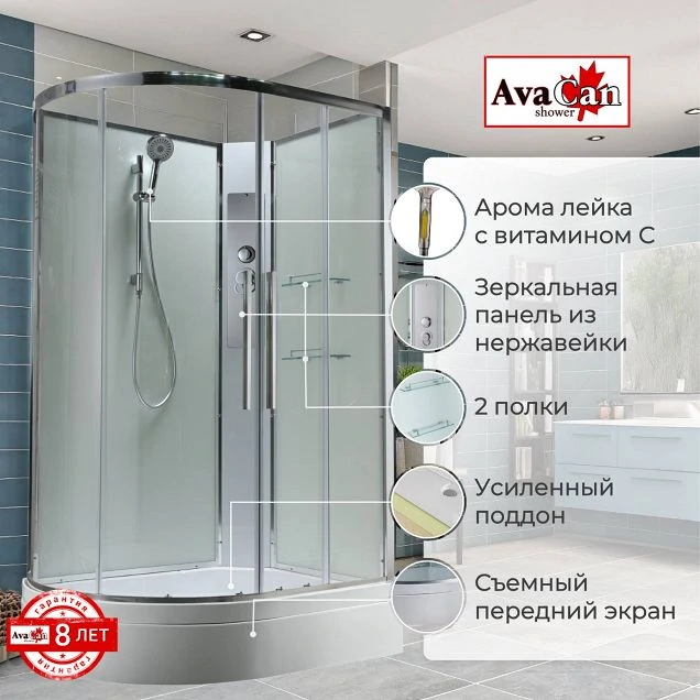 Душевая кабина EM3812RNT без крыши прозрачная