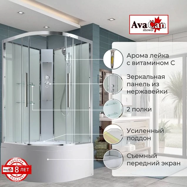 Душевая кабина EM5011NT без крыши прозрачная