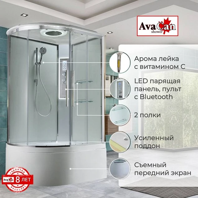 Душевая кабина EM5811RLEDT прозрачная