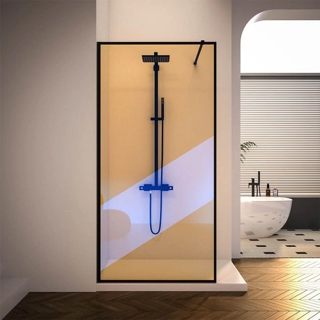 Душевая перегородка Veconi Korato KR-81BС, 700x2000, черный матовый, хамелеон