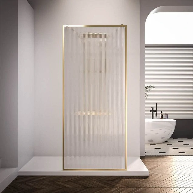 Душевая перегородка Veconi Korato KR-90GF, 1200x2000, брашированное золото, рифленое осветлённое