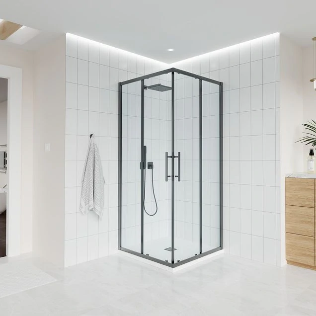 Душевой угол Veconi Evo 300 GR, 1100х800x1950, графит брашинг, прозрачное стекло