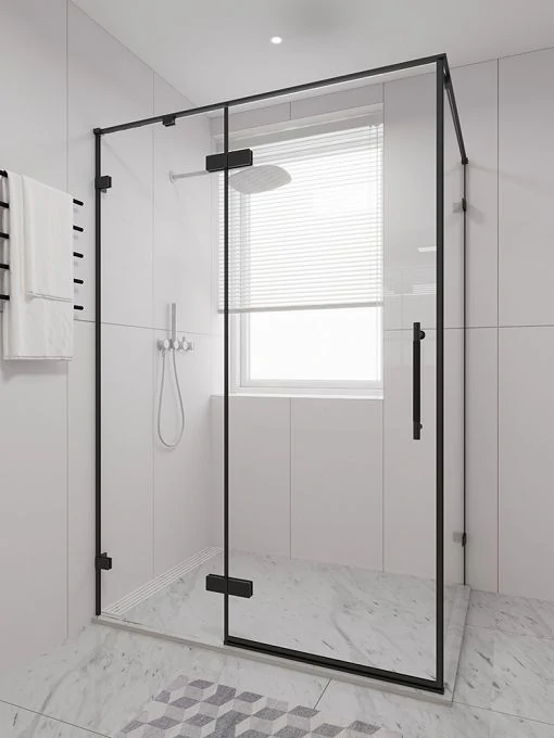 Душевой угол распашной Veconi Premium Alassio SP B, 1200х1000x2000, черный матовый, стекло прозрачное осветленное