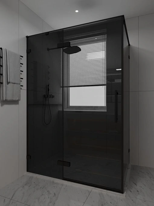 Душевой угол распашной Veconi Premium Alassio SP BB, 1200х1000x2000, черный матовый, стекло черное