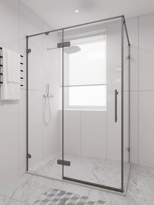 Душевой угол распашной Veconi Premium Alassio SP GR, 1200х800x2000, брашированный графит, стекло прозрачное осветленное