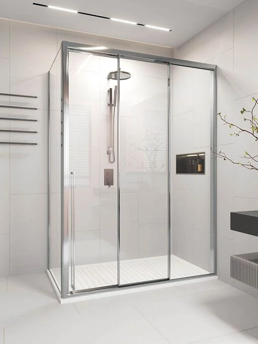 Душевой угол раздвижной Veconi Premium Prato 300 SP CH-R, 1100х1000x2000, хром, стекло прозрачное