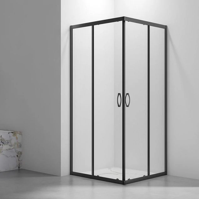 Душевой угол Veconi Rovigo RV-101B, 900x800x1900, черный, стекло прозрачное