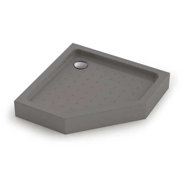 Душевой поддон пятиугольный (трапеция) Veconi Tezeo Acrylic TZ-53GR, 900x900x150, акрил, серый