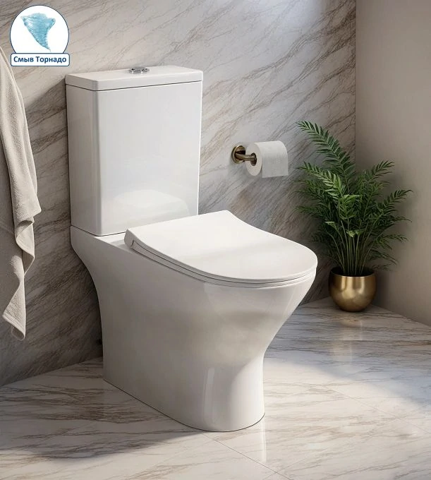 Унитаз BERNINA Tornado напольный безободковый CT10815 (665х350х830) Ceruttispa