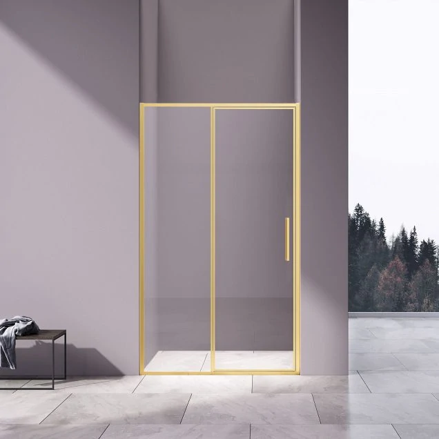 Душевая дверь Slim 8mm VDP-4SL120CLG, брашированное золото, стекло прозрачное
