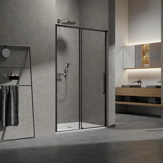 Душевая дверь Slim VDS-6SL140CLB, 1400, черный, стекло прозрачное