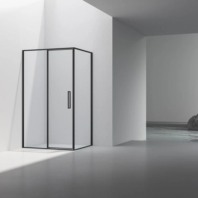 Душевой уголок Slim 8mm VSR-4SLP9012CLB, 1200*900, черный, стекло прозрачное