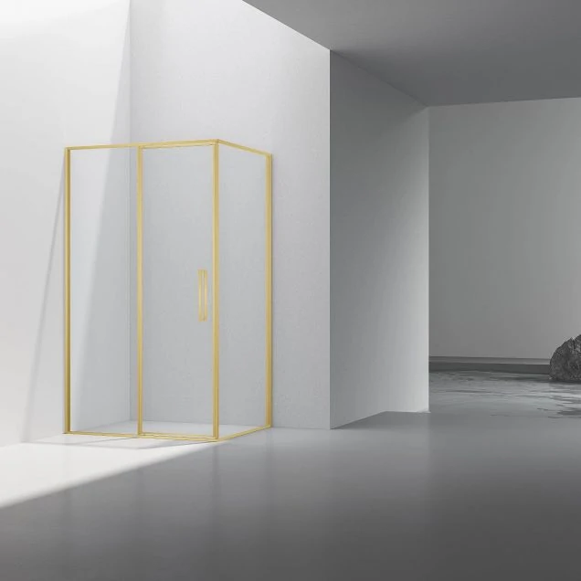 Душевой уголок Slim 8mm VSR-4SLP9012CLG, 1200*900, брашированное золото, стекло прозрачное