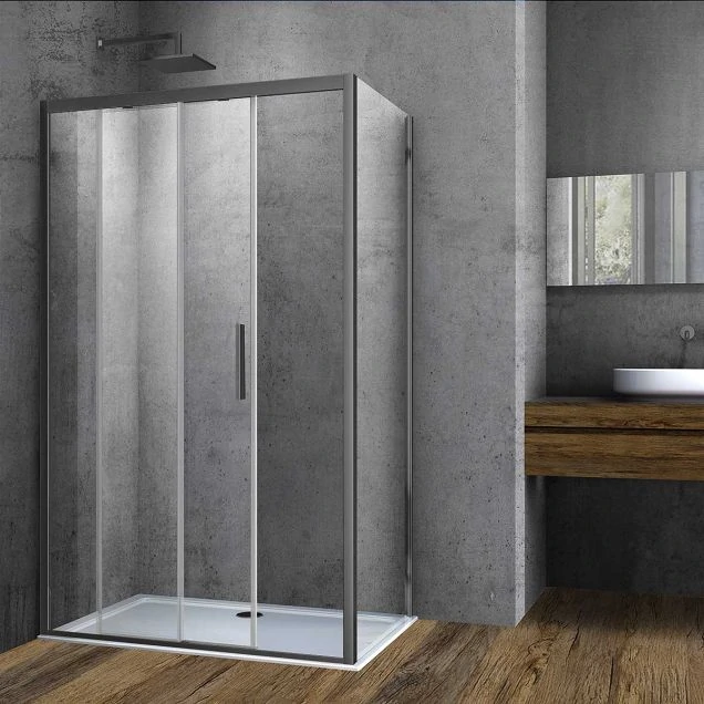 Душевой уголок Soft VSR-3SO8015CLGM, 1500*800, вороненая сталь, стекло прозрачное