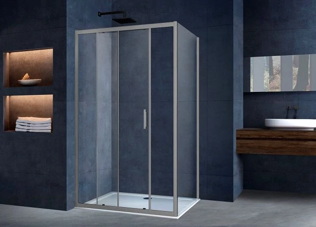 Душевой уголок Alpha VSR-3AL9012CLGM, 1200*900, вороненая сталь, стекло прозрачное