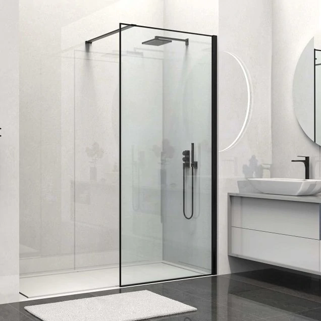 Душевая перегородка Walk-In VSW-1HS100CLB, 1000*2000, черный матовый, стекло прозрачное