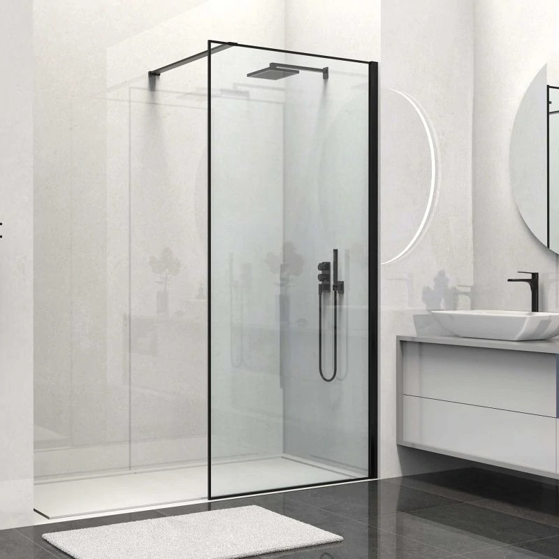 Душевая перегородка Vincea Walk-In 100×200, чёрный матовый, прозрачное стекло