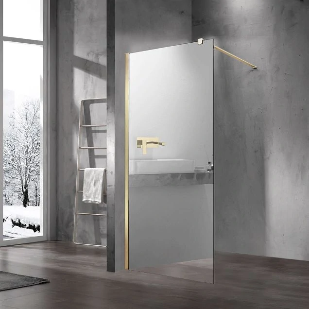 Душевая перегородка Walk-In VSW-1H100MRG, 1000*2000, матовый золотой, стекло зеркальное