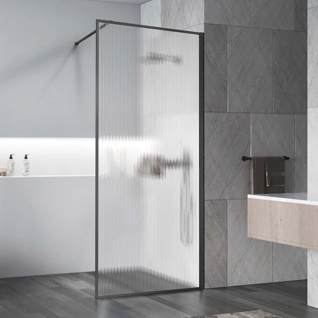 Душевая перегородка Walk-In VSW-1HP800FLGM, 800*2000, вороненая сталь, стекло рифленое