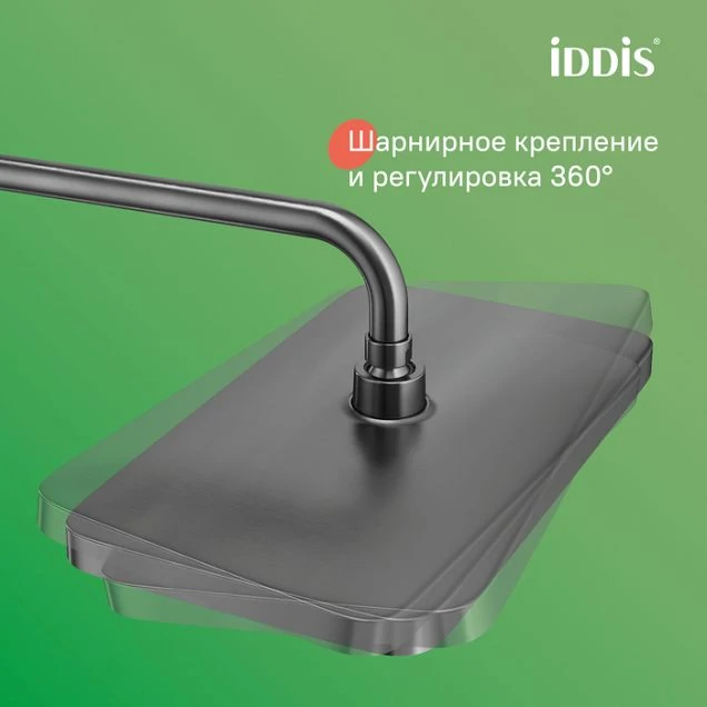 Душевая система с тропическим душем и изливом, матовый графит, Parker, IDDIS, PARGM3Fi06