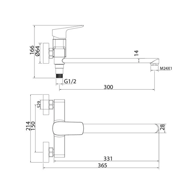 Смеситель для ванны с длинным изливом, Ridge, IDDIS, RIDSBL2i10WA