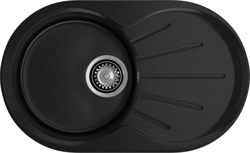Мойка GranFest Rondo R750L с крылом, чёрная