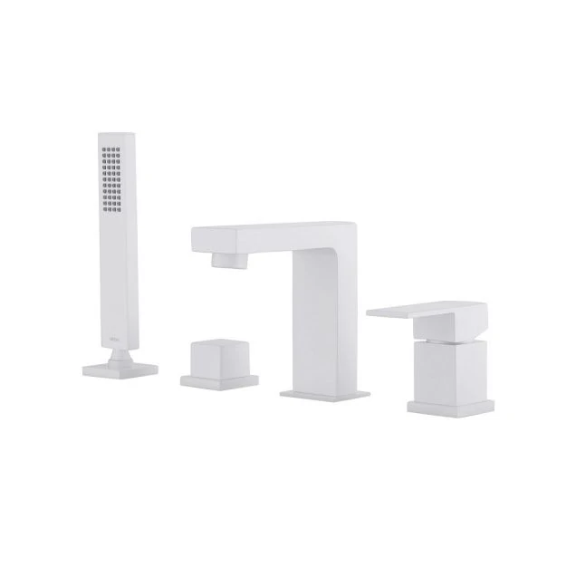 Смеситель ABBER Daheim AF8213W на борт ванны, белый матовый