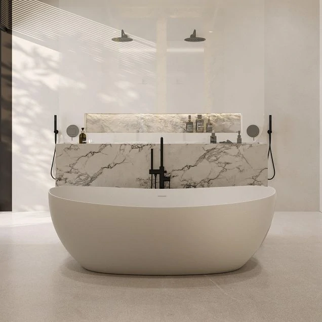 Ванна из искусственного камня ABBER Stein AS9615-1.8 белая матовая