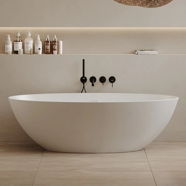 Ванна из искусственного камня ABBER Stein AS9625-1.6 белая матовая