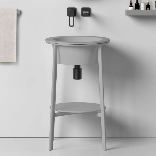 Консоль с керамической раковиной ABBER Bequem AC2130MG серый матовый