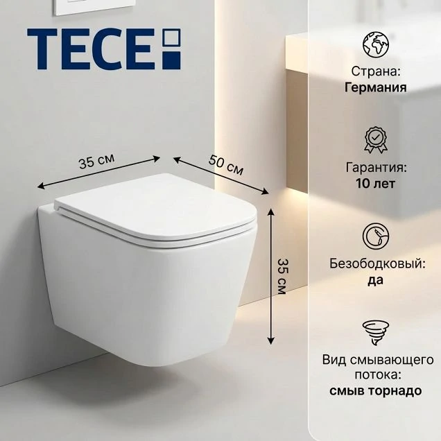 Унитаз ТЕСЕspring S 9700996 подвесной с сиденьем микролифт