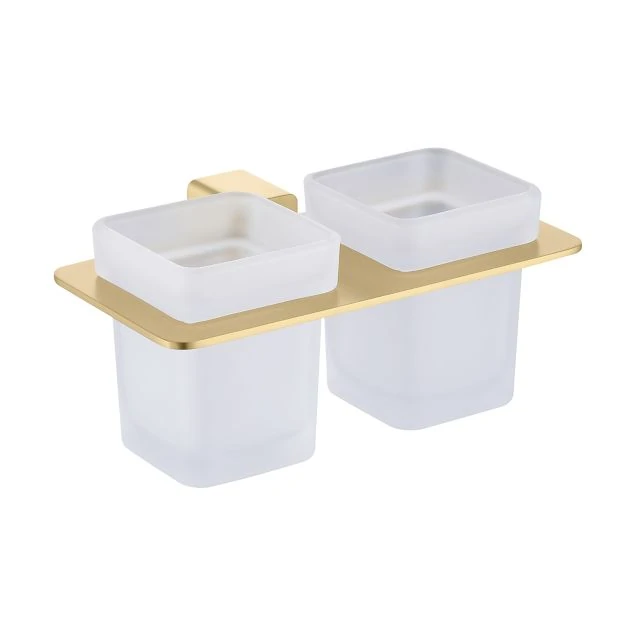 Стакан для ванной комнаты двойной Raglo R301.08.03 золотой сатин