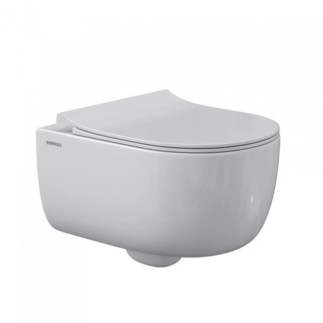 Унитаз Berges Ego Rimless 082111 подвесной с сиденьем Toma Slim SO микролифт быстросъём