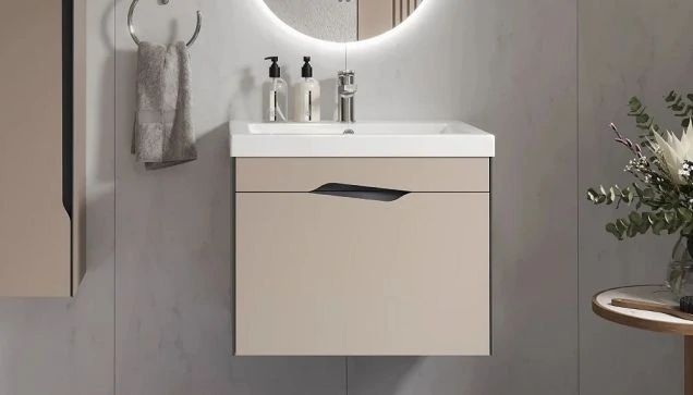 Тумба под раковину Velvex Krona 600-0-1 (Como) навесная серый камень