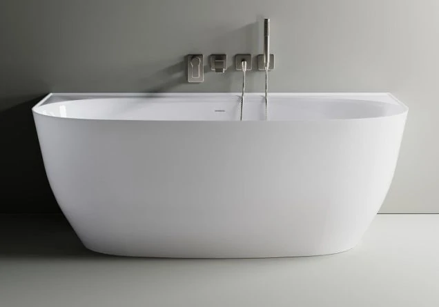 Ванна из литьевого мрамора Astra-Form Атрия 170х85 с щелевым переливом, донный клапан белый глянец