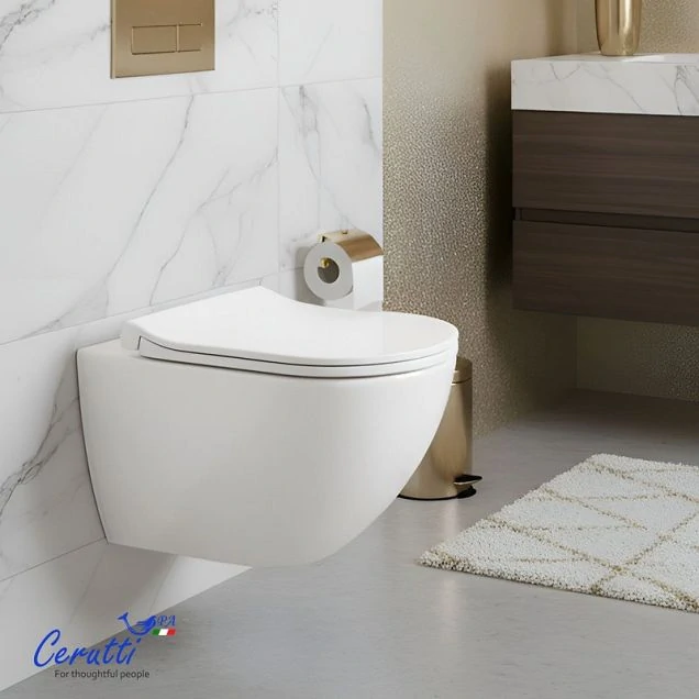 Унитаз подвесной Ceruttispa Amici Aria Tornado CT11388 безободковый (490х335х340)